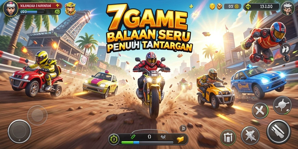 Screenshot gameplay 7GAME menampilkan balapan cepat dan seru.