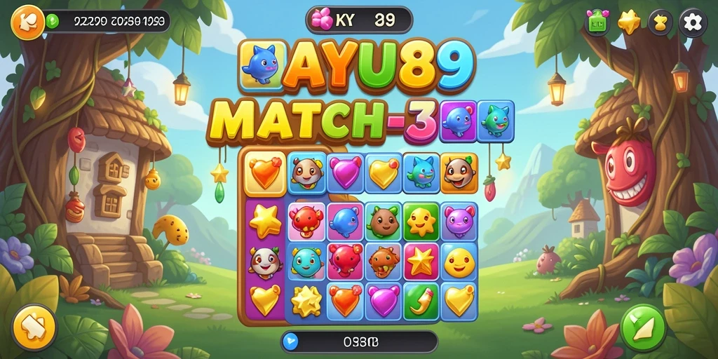 Tampilan permainan AYU89 saat seru bertanding di level Match-3.