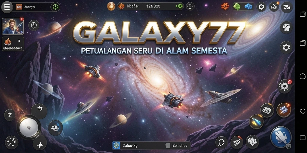 Screenshot gameplay GALAXY77 yang menampilkan petualangan luar angkasa yang mendebarkan.