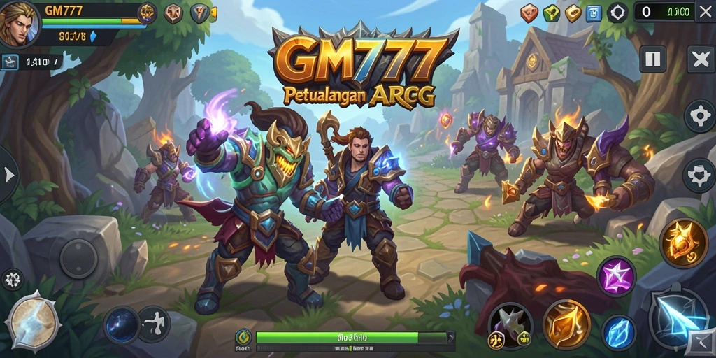 Screenshot gameplay GM777 dengan aksi seru dalam pertempuran ARPG.