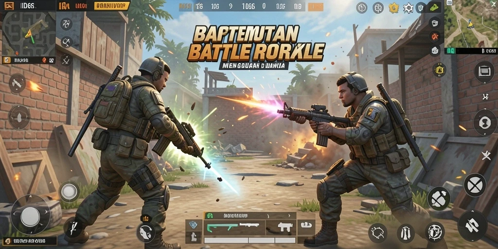 Gameplay seru Battle Royale di ID66 dengan pemain beraksi.