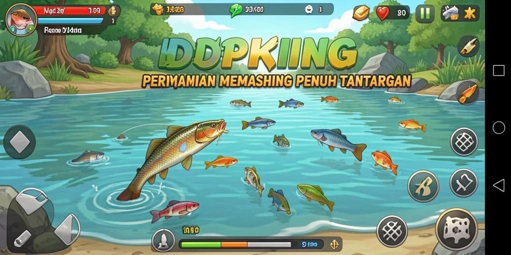 Tampilan gameplay <strong>IDPKING</strong> yang menampilkan aksi memancing seru.