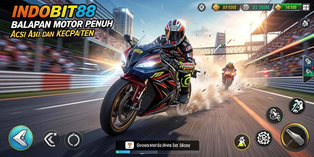 Gameplay seru balapan motor di INDOBIT88 dengan grafik memukau.
