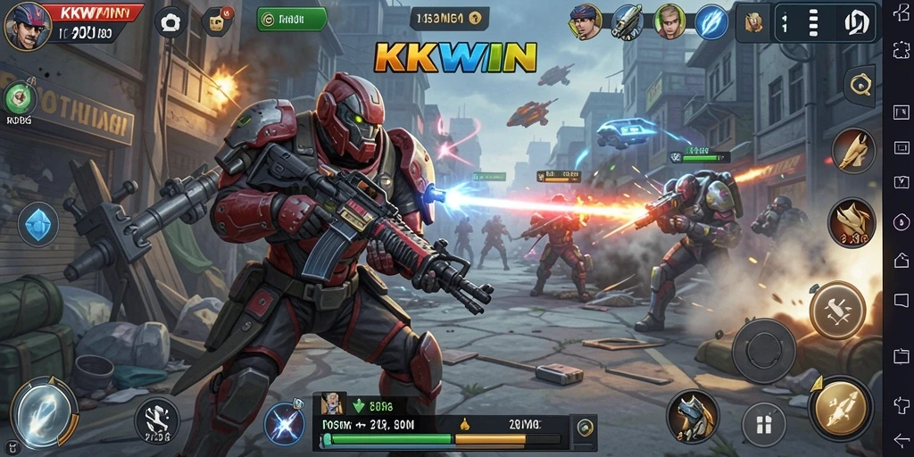 Tangkapan layar game KKWIN menampilkan aksi strategi yang intens.