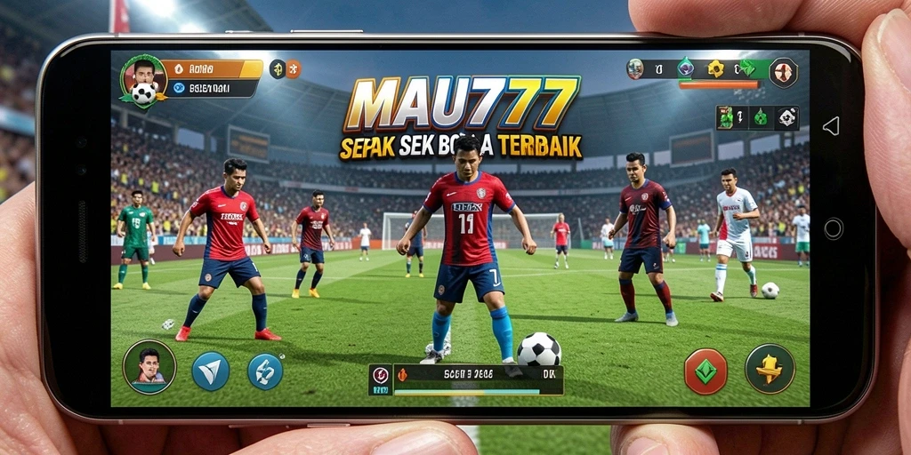 Screenshot gameplay MAU777 menampilkan pemain beraksi di lapangan hijau.