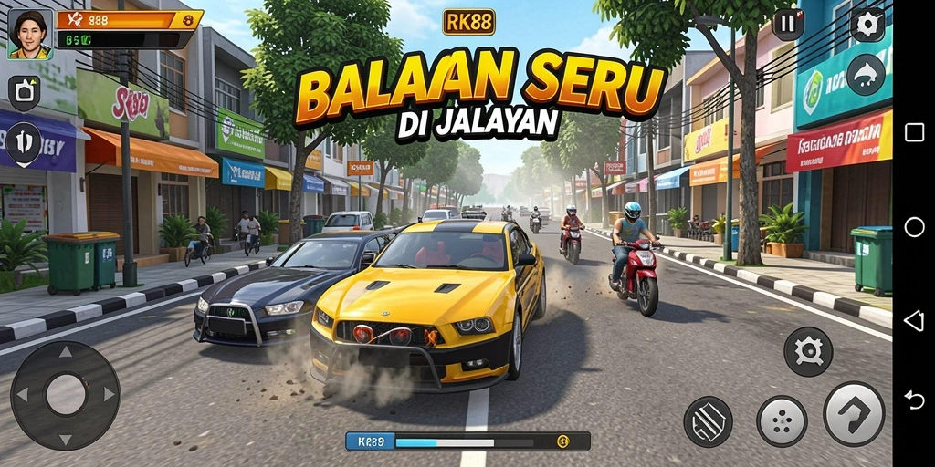 Gameplay balapan mendebarkan dan penuh aksi di RK88.